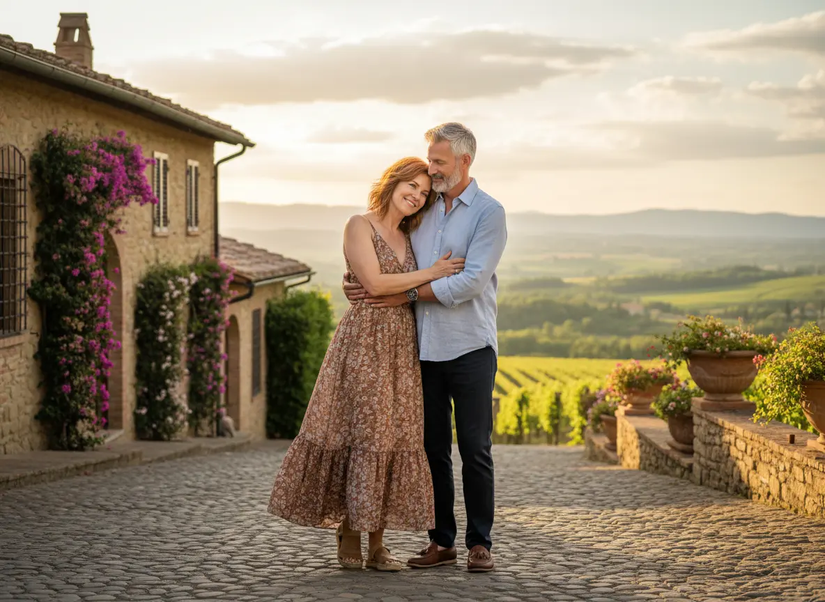 Happy couple in countryside